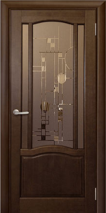 Дверь из массива Гамма Дуб Стекло с рисунком Отражение - фото 1